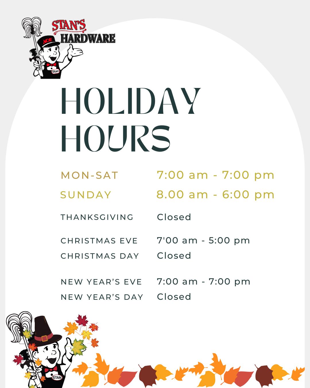 holiday hours