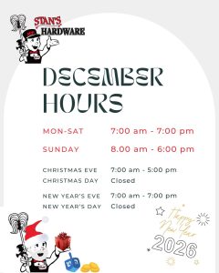 2025 December hours 5 stores